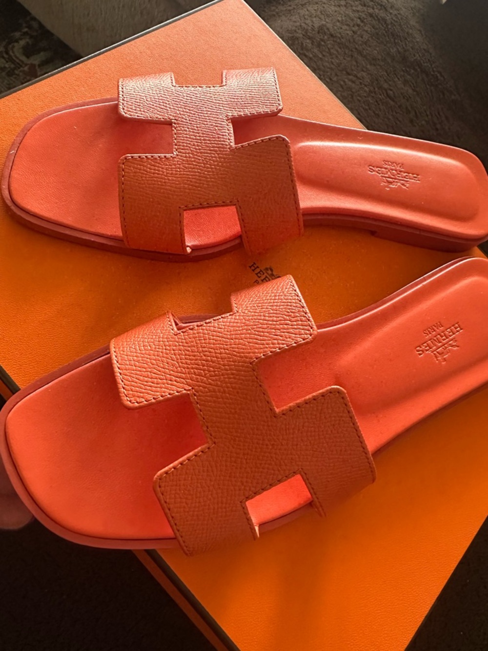 Orange Oran Leather Slide Sandals - Women's